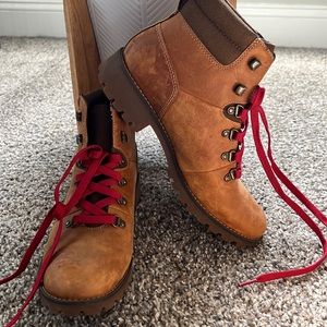 Timberland boots with red laces